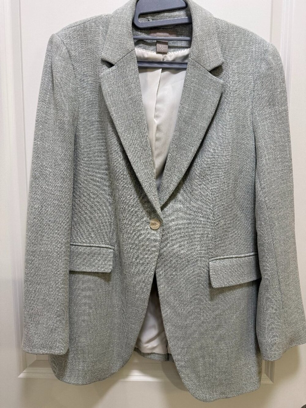 H&M Men's Light Blue Tweed Blazer Jacket Single Button Size M Light Blue Size M